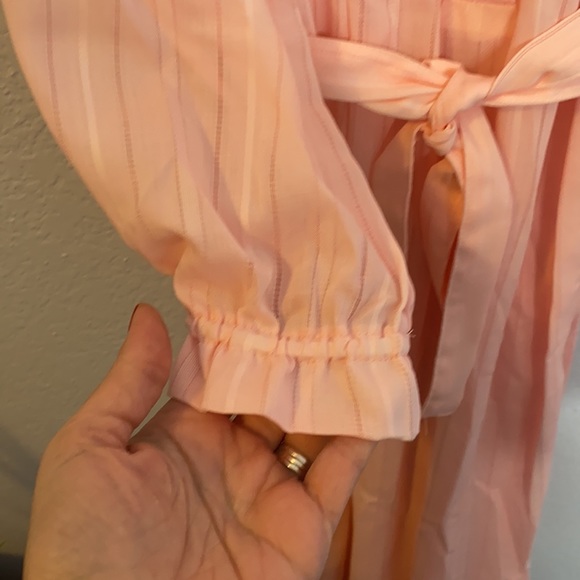 Vintage pale pink ruffle neck dress semi shear - Picture 5 of 11
